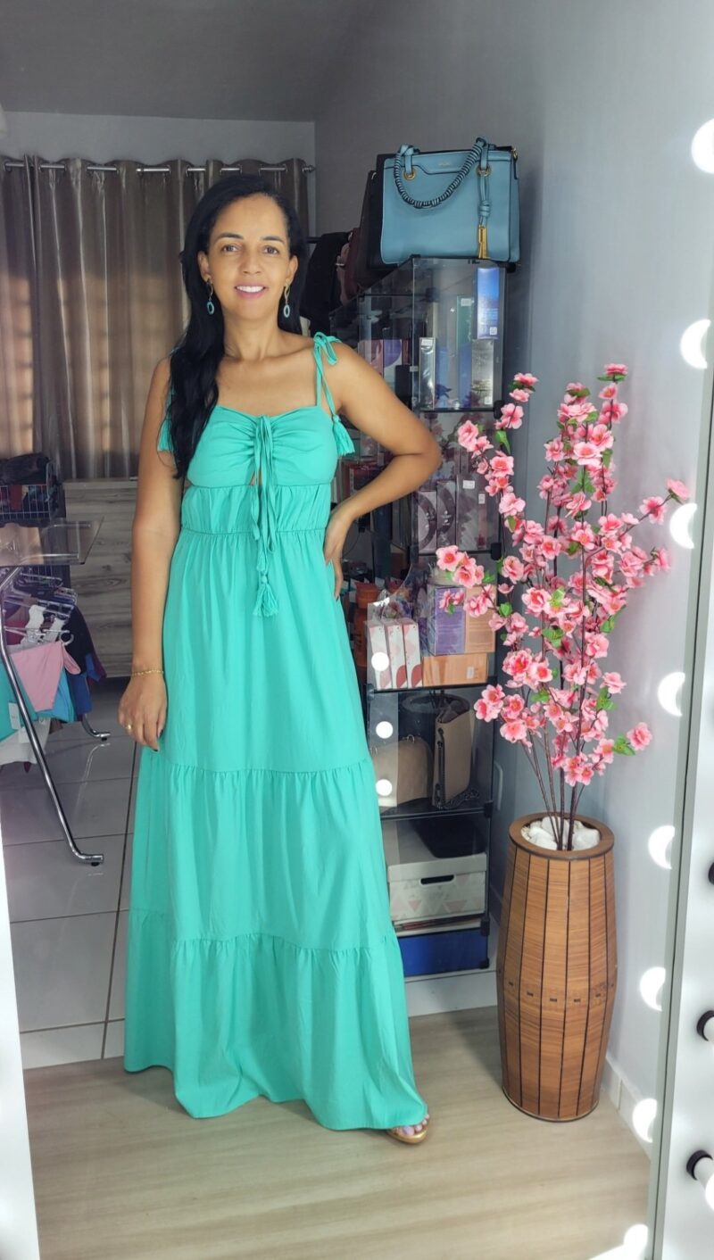 Vestido Longo Verde Água